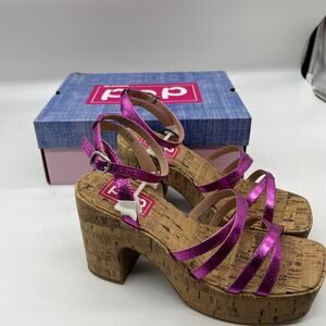 Pop Womens Admission Heeled Sandals Pink Fuschia Size 8.5M